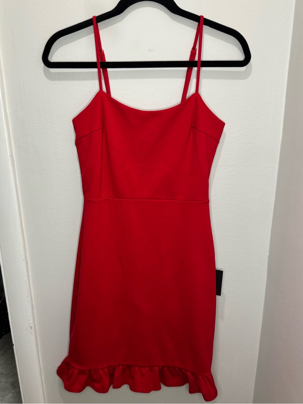 Lulu's Red Spaghetti-Strap Mini Dress with Ruffle Hem